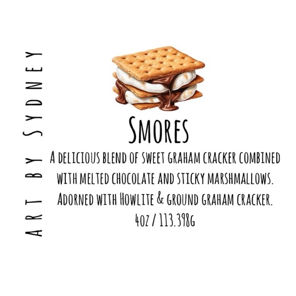 S’mores 4oz Candle Hand Made with Crusted Graham Cracker & Howlite - Picture 3 of 3